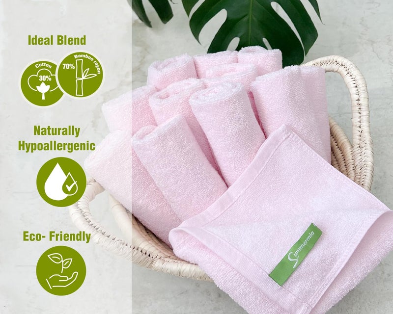 SUMMERMIA 12 Pack Washcloths 13"" x 13"" - Soft Wash Cloths for Your Face Towel  Wash Cloths for Your Body (Pink) - Image 2